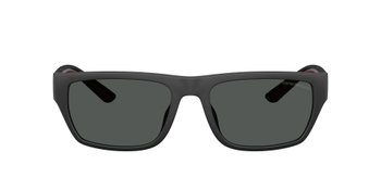 Das Bild zeigt die Emporio Armani Sonnenbrille EA4267U in mattschwarz gummiert von vorne.